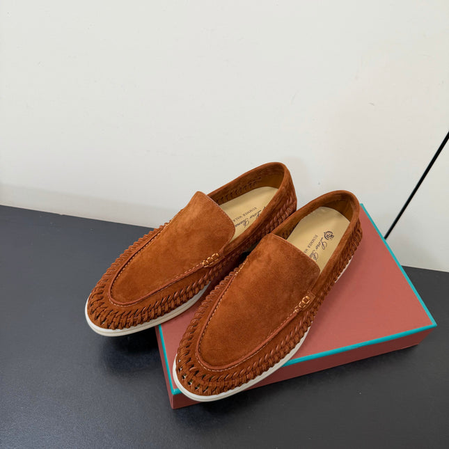 LP 26S BRAIDED LOAFERS IN RUST BROWN SUEDE