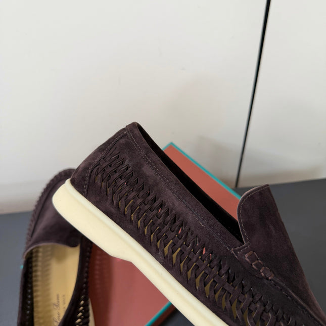 LP 26S BRAIDED LOAFERS IN CHOCOLATE BROWN SUEDE