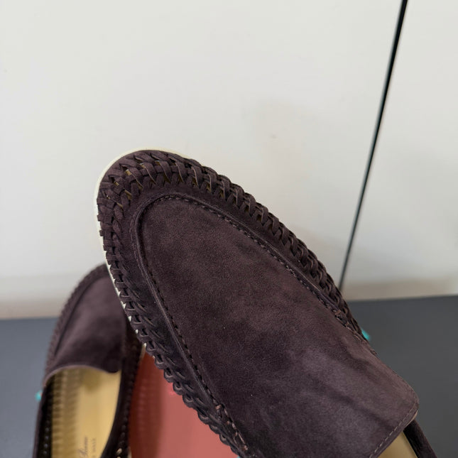 LP 26S BRAIDED LOAFERS IN CHOCOLATE BROWN SUEDE