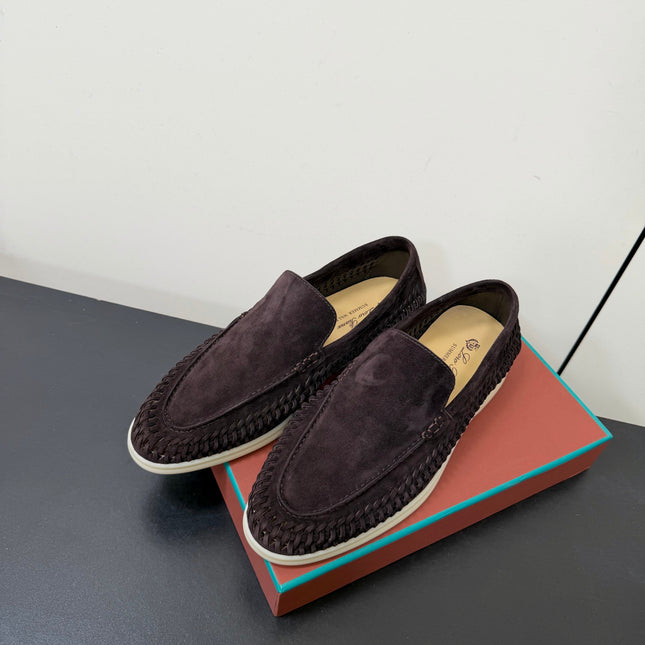 LP 26S BRAIDED LOAFERS IN CHOCOLATE BROWN SUEDE