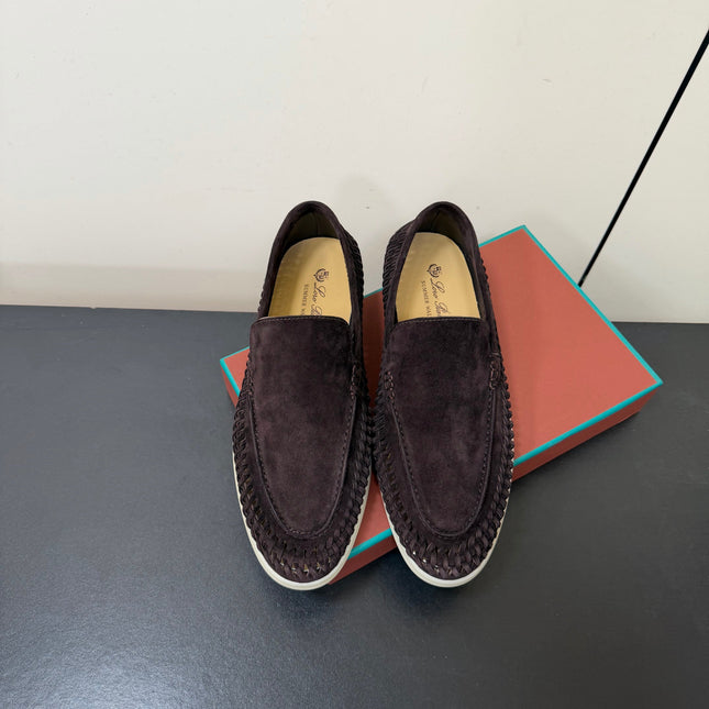LP 26S BRAIDED LOAFERS IN CHOCOLATE BROWN SUEDE