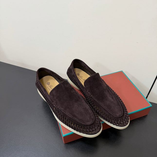 LP 26S BRAIDED LOAFERS IN CHOCOLATE BROWN SUEDE