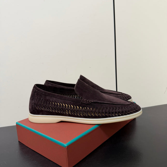 LP 26S BRAIDED LOAFERS IN CHOCOLATE BROWN SUEDE