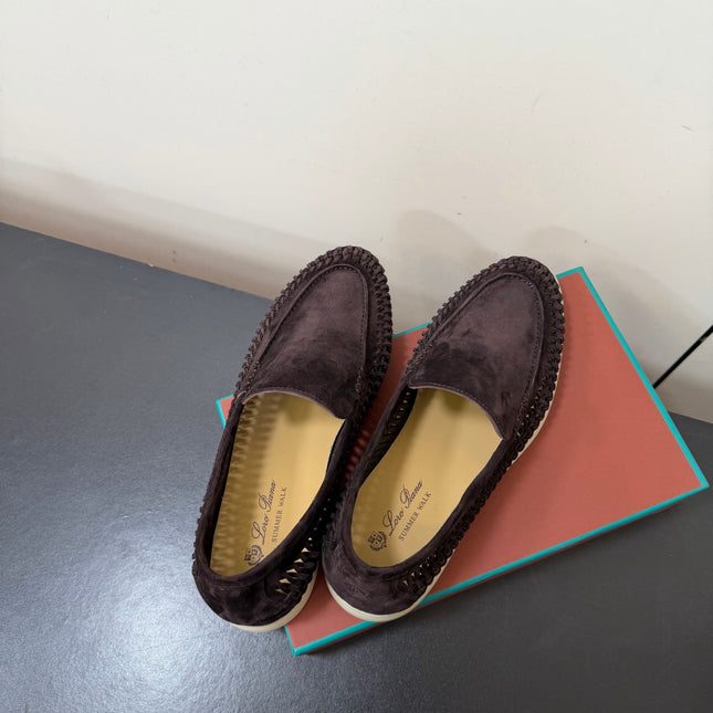 LP 26S BRAIDED LOAFERS IN CHOCOLATE BROWN SUEDE