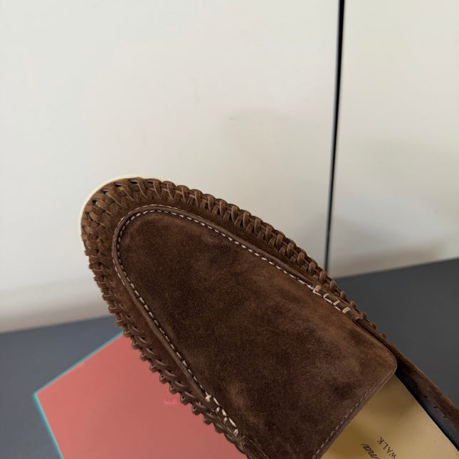 LP 26S BRAIDED LOAFERS IN DARK BROWN SUEDE