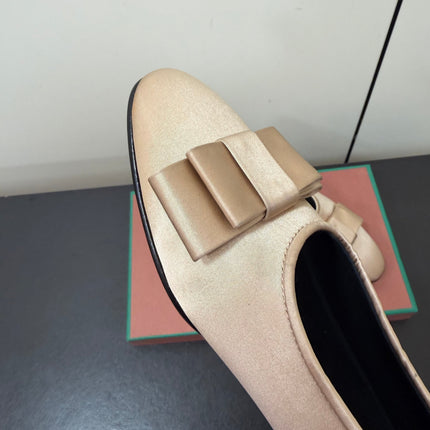 LP 26S BOW BALLET FLATS IN NUDE SATIN