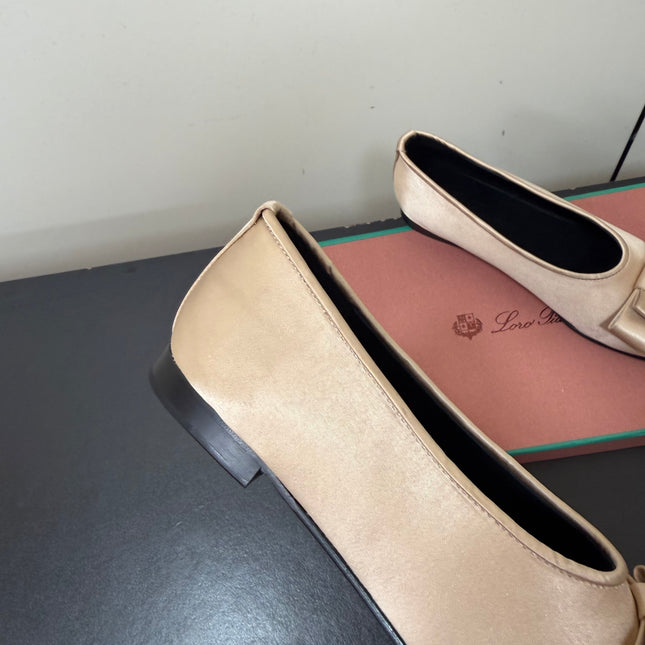 LP 26S BOW BALLET FLATS IN NUDE SATIN