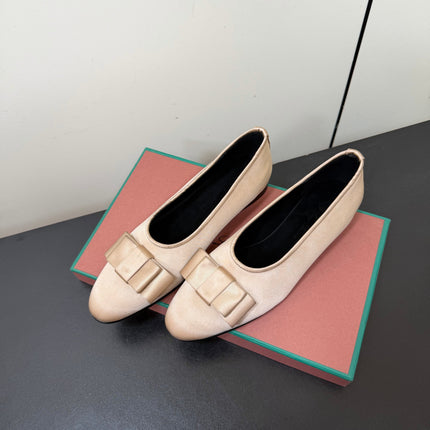 LP 26S BOW BALLET FLATS IN NUDE SATIN