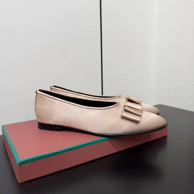 LP 26S BOW BALLET FLATS IN NUDE SATIN