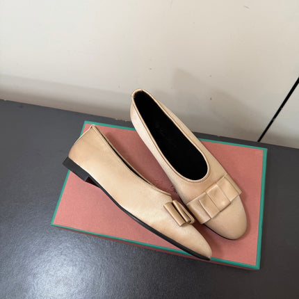 LP 26S BOW BALLET FLATS IN NUDE SATIN