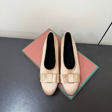 LP 26S BOW BALLET FLATS IN NUDE SATIN
