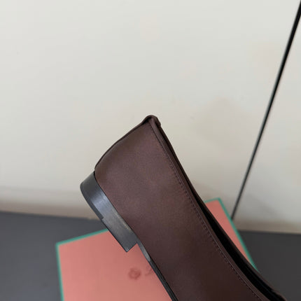 LP 26S BOW BALLET FLATS IN DARK BROWN SATIN AND VELVET