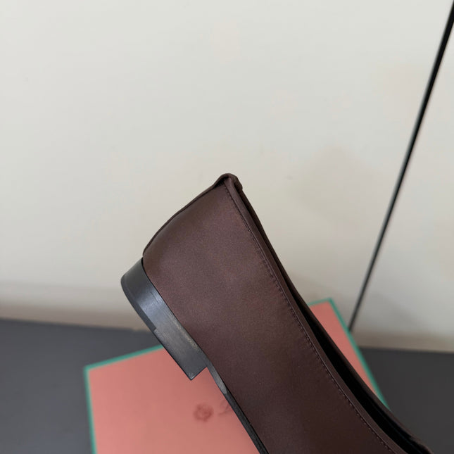 LP 26S BOW BALLET FLATS IN DARK BROWN SATIN AND VELVET