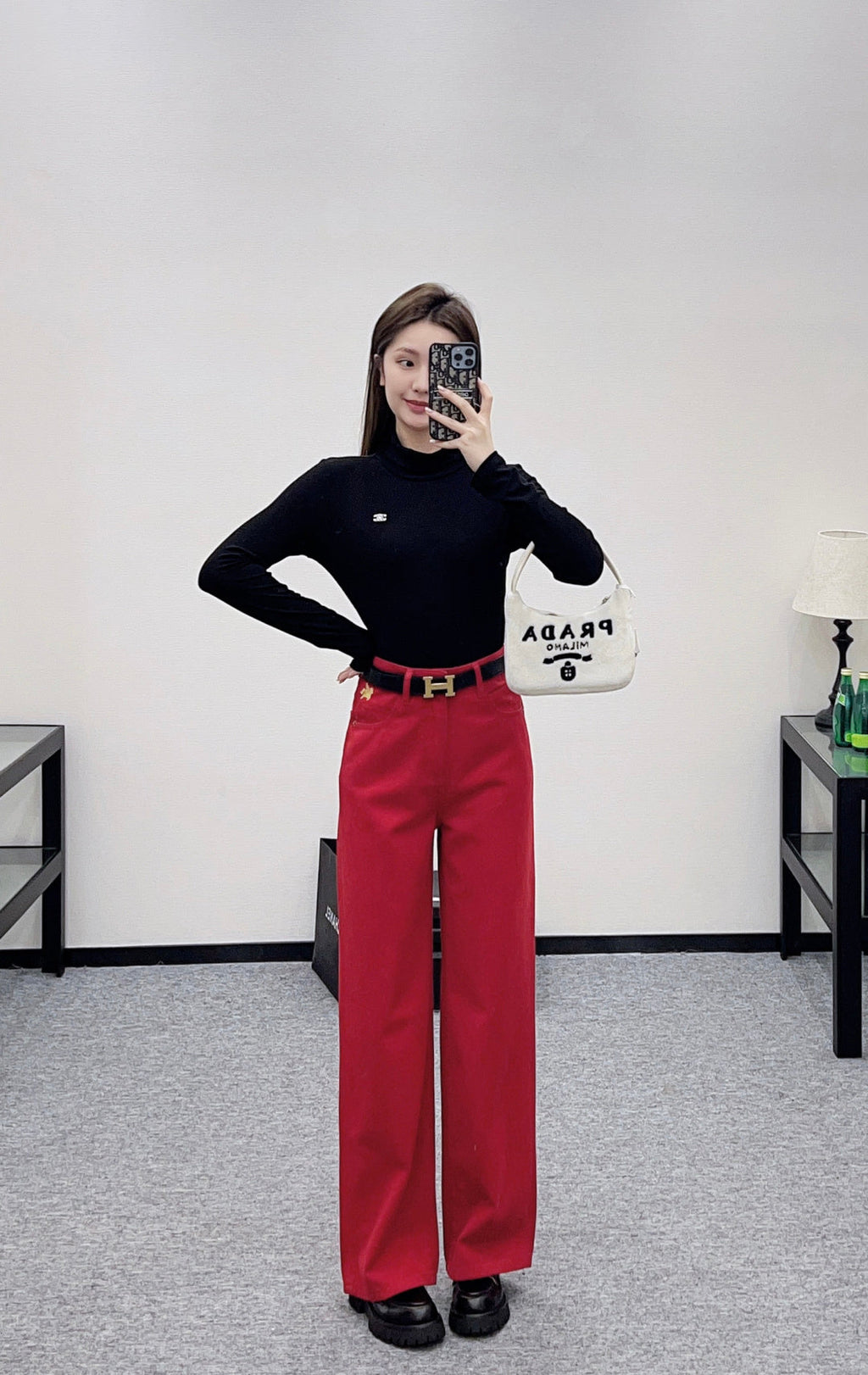 HERMES 25S HIGH-WAIST STRAIGHT JEANS 352