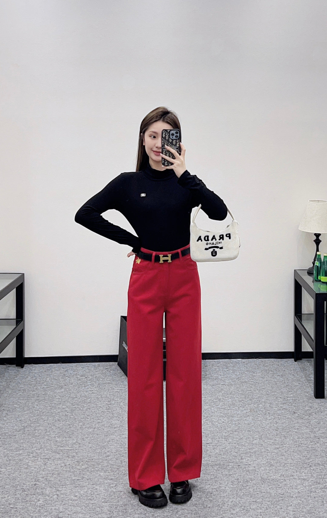 HERMES 25S HIGH-WAIST STRAIGHT JEANS 352