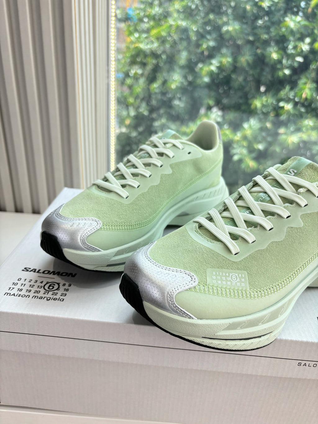 ALO 25S SALOMON SPECTUR SNEAKER IN LIGHT GREEN FABRIC