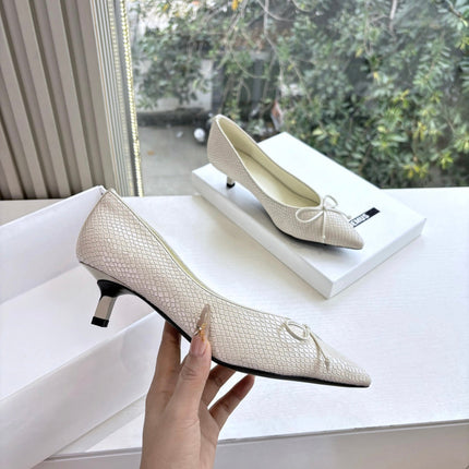 JACQUEMUS 26S HIGH HEELS 35 MM IN WHITE SNAKESKIN EMBOSSED LEATHER