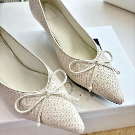 JACQUEMUS 26S HIGH HEELS 35 MM IN WHITE SNAKESKIN EMBOSSED LEATHER