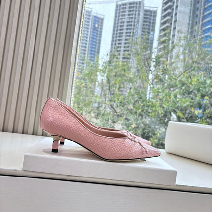 JACQUEMUS 26S HIGH HEELS 35 MM IN LIGHT PINK SNAKESKIN EMBOSSED LEATHER