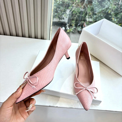 JACQUEMUS 26S HIGH HEELS 35 MM IN LIGHT PINK SNAKESKIN EMBOSSED LEATHER
