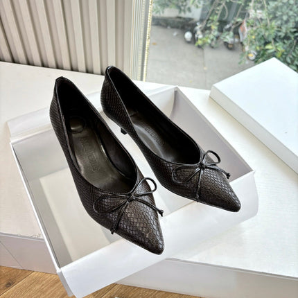 JACQUEMUS 26S HIGH HEELS 35 MM IN DARK BROWN SNAKESKIN EMBOSSED LEATHER