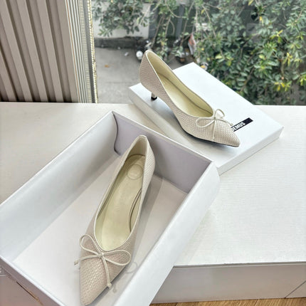 JACQUEMUS 26S HIGH HEELS 35 MM IN WHITE SNAKESKIN EMBOSSED LEATHER