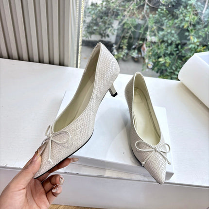JACQUEMUS 26S HIGH HEELS 35 MM IN WHITE SNAKESKIN EMBOSSED LEATHER