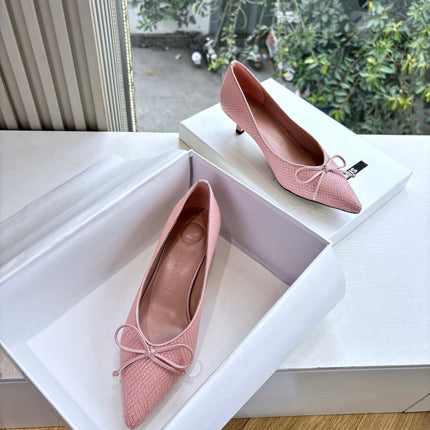 JACQUEMUS 26S HIGH HEELS 35 MM IN LIGHT PINK SNAKESKIN EMBOSSED LEATHER