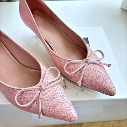 JACQUEMUS 26S HIGH HEELS 35 MM IN LIGHT PINK SNAKESKIN EMBOSSED LEATHER