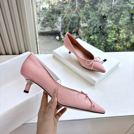 JACQUEMUS 26S HIGH HEELS 35 MM IN LIGHT PINK SNAKESKIN EMBOSSED LEATHER