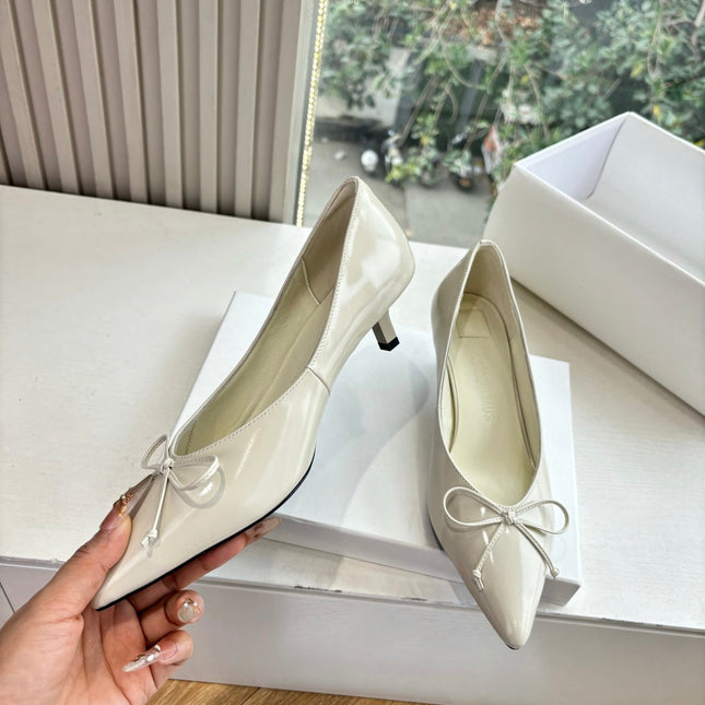 JACQUEMUS 26S HIGH HEELS 35 MM IN CREAM WHITE CALFSKIN