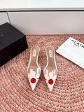 ALAIA 26S POINTED-TOE MULE HEELS IN NUDE PINK LAMBSKIN AND TRANSPARENT PVC