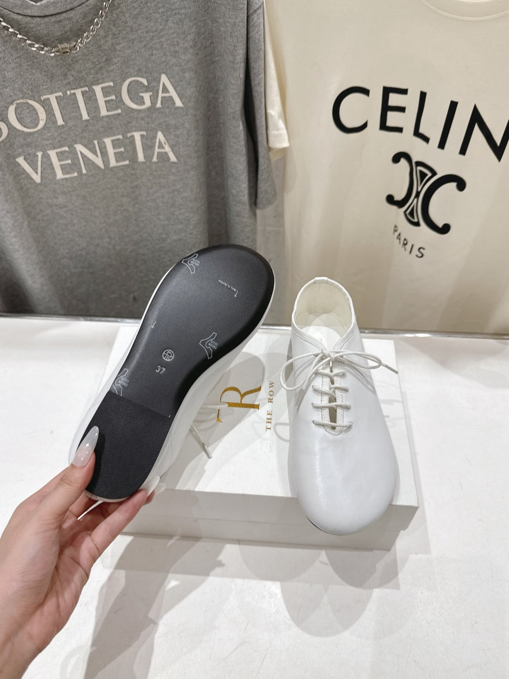 THE ROW 26S MINIMAL LACE-UP SHOES IN WHITE CALFSKIN