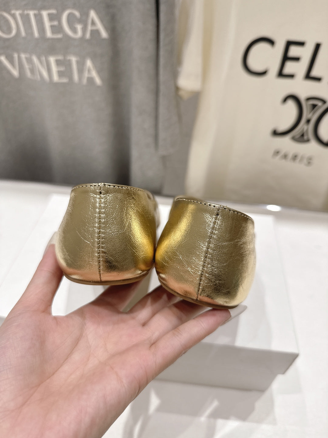 THE ROW 26S BALLET FLATS IN GOLD CALFSKIN