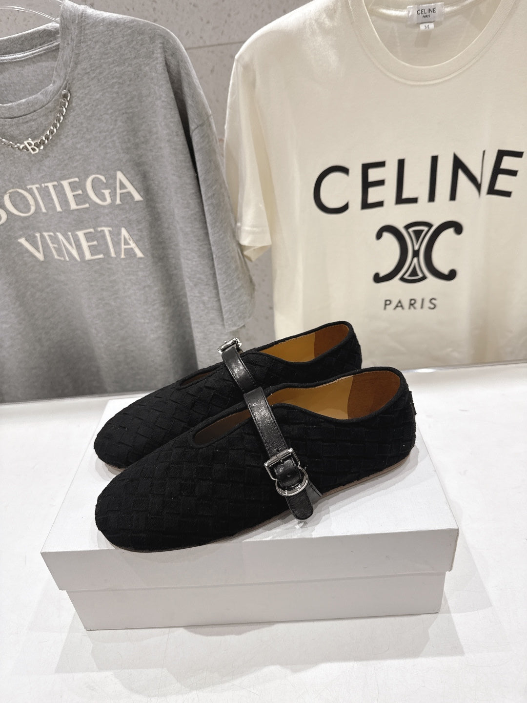 THE ROW 26S MARY JANE FLATS IN BLACK SUEDE