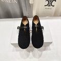 THE ROW 26S MARY JANE FLATS IN BLACK SUEDE