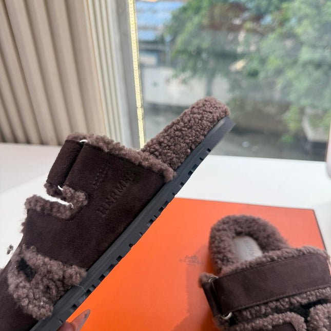HM 26S SANDAL IN DARK BROWN WOOL AND SUEDE