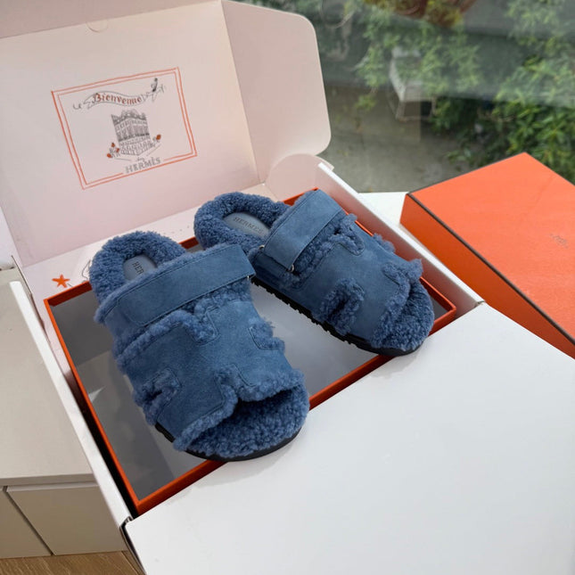 HM 26S SANDAL IN NAVY BLUE WOOL AND BLACK SUEDE