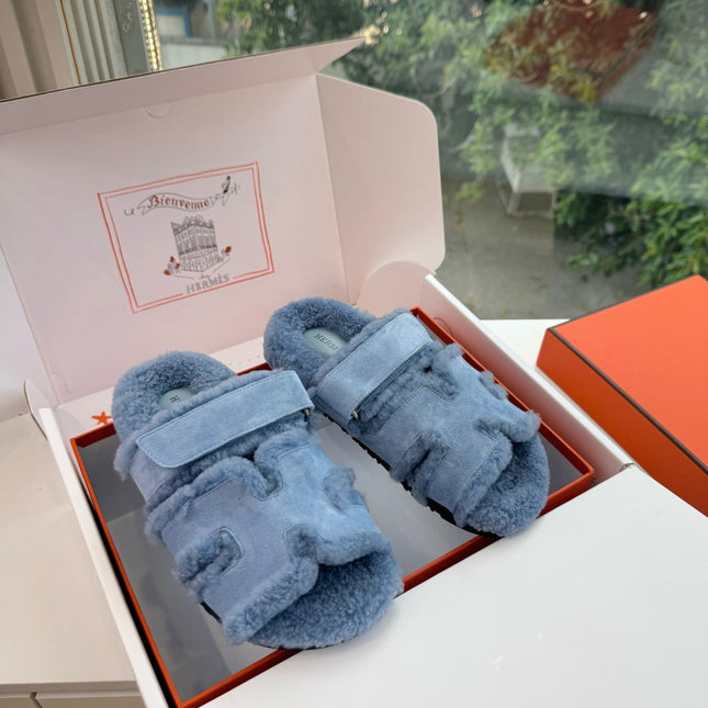 HM 26S SANDAL IN SKY BLUE WOOL AND SUEDE