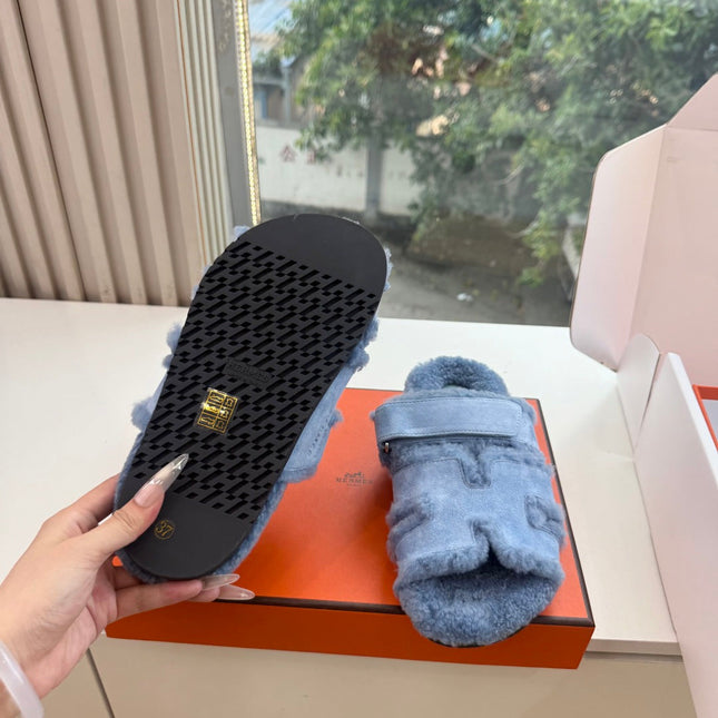 HM 26S SANDAL IN SKY BLUE WOOL AND SUEDE