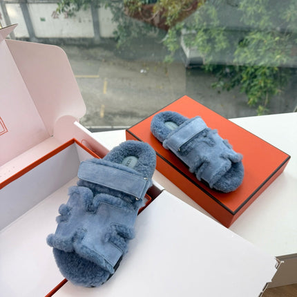 HM 26S SANDAL IN SKY BLUE WOOL AND SUEDE