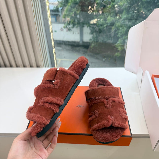 HM 26S SANDAL IN RUST BROWN WOOL AND SUEDE