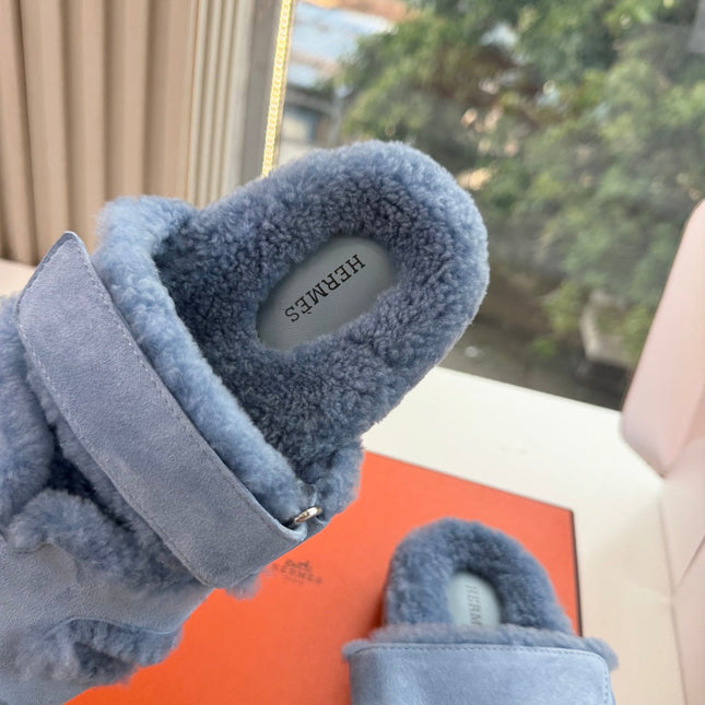 HM 26S SANDAL IN SKY BLUE WOOL AND SUEDE