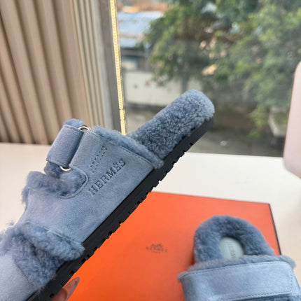HM 26S SANDAL IN SKY BLUE WOOL AND SUEDE