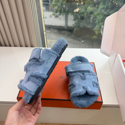 HM 26S SANDAL IN SKY BLUE WOOL AND SUEDE