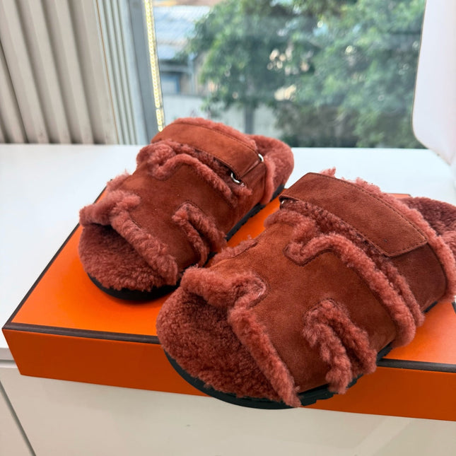 HM 26S SANDAL IN RUST BROWN WOOL AND SUEDE