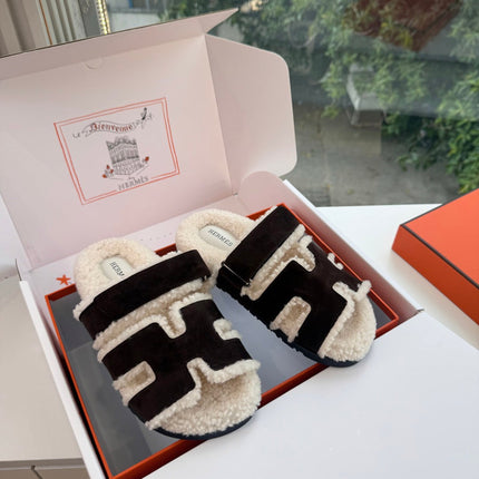 HM 26S SANDAL IN BEIGE WOOL AND BLACK SUEDE