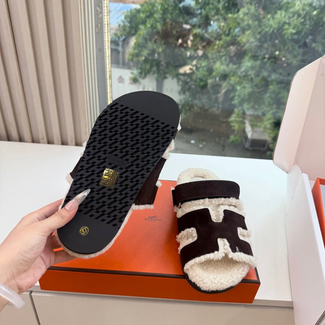 HM 26S SANDAL IN BEIGE WOOL AND BLACK SUEDE