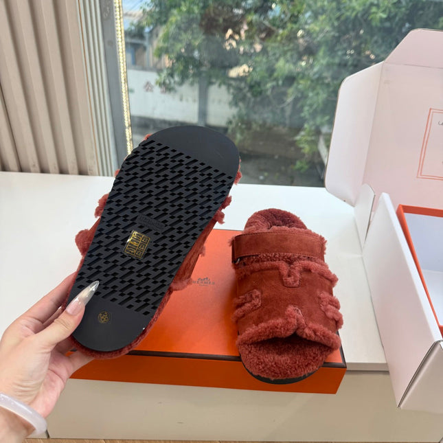 HM 26S SANDAL IN RUST BROWN WOOL AND SUEDE