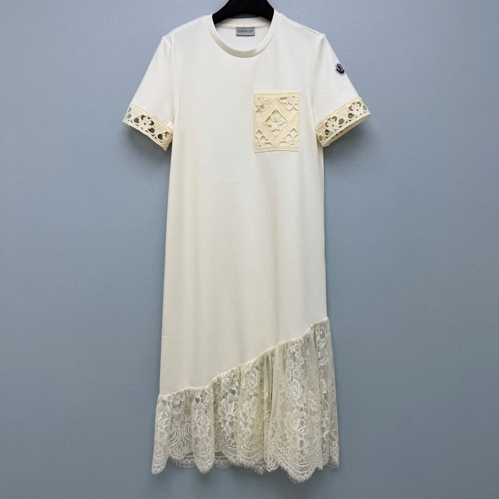 MONCLER 26S LACE-TRIM T-SHIRT DRESS 704